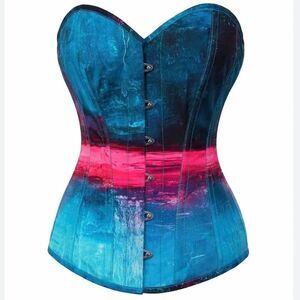 NWT Corset Story Stormy Night Blue And Pink Overbust Corset Size 30”